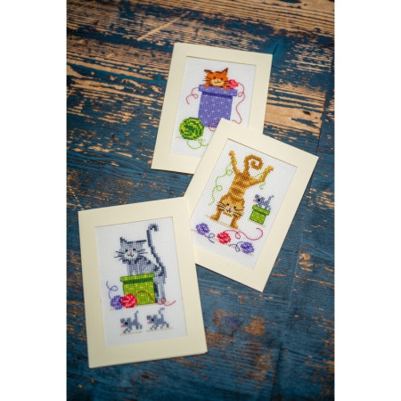 Grußkartenpackung Verspielte Katzen 3er Set