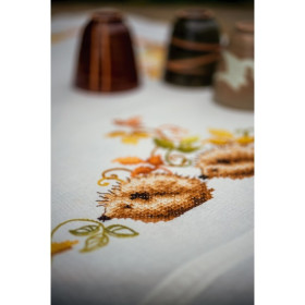 Vervaco Tablecloth kit Hedgehogs and autumn leaves