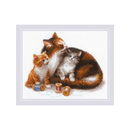 Riolis Stickset Katze mit Kätzchen