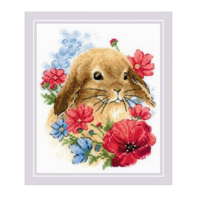 Riolis Borduurpakket Konijntje in bloemen
