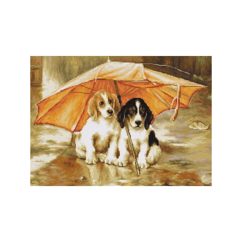 Stickset Paar unter einem Regenschirm Stickset Paar unter einem Regenschirm