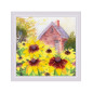 Borduurpakket Rudbeckia in de tuin. Satijnsteek Borduurpakket Rudbeckia in de tuin. Satijnsteek