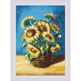 Riolis Borduurpakket Zonnebloemen in een mand naar het