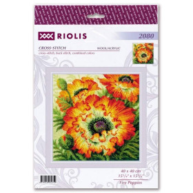Riolis Stickset Feuermohn
