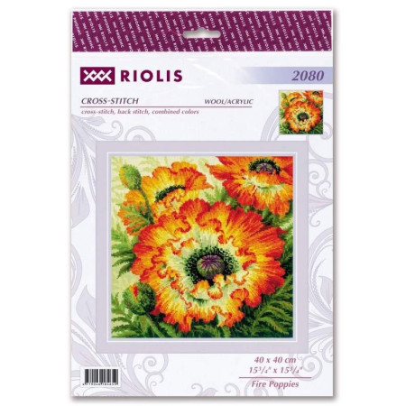 Kit de broderie Coquelicots de feu