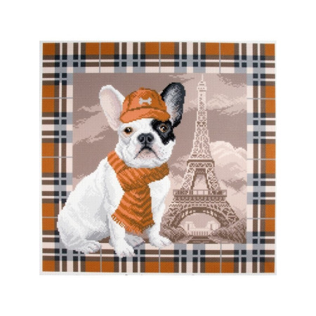 CDA Printed Aida kit French bulldog in Paris