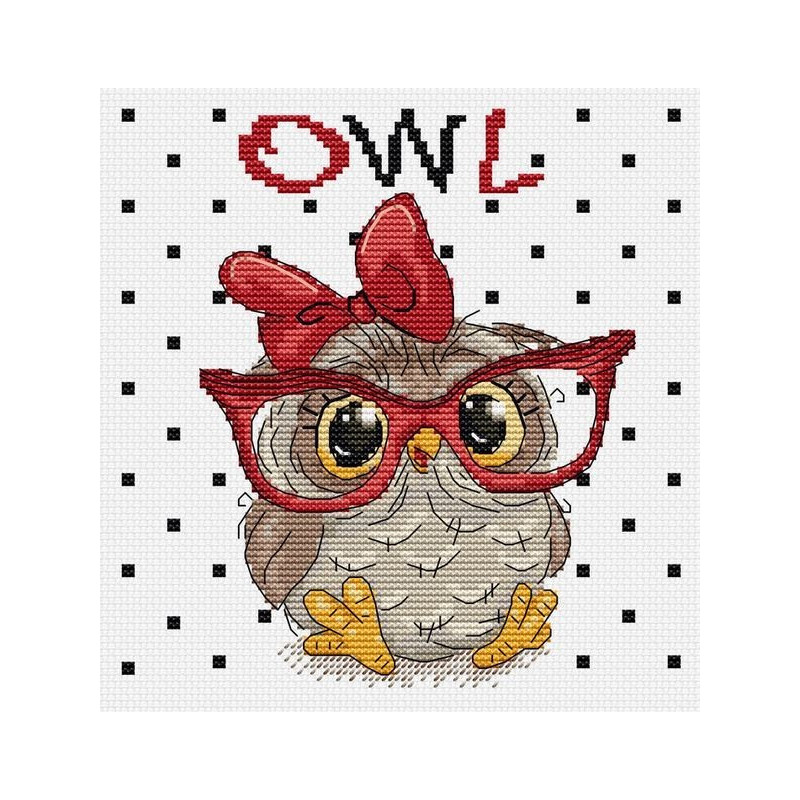 Kit de broderie Le hibou aux lunettes Kit de broderie Le hibou aux lunettes