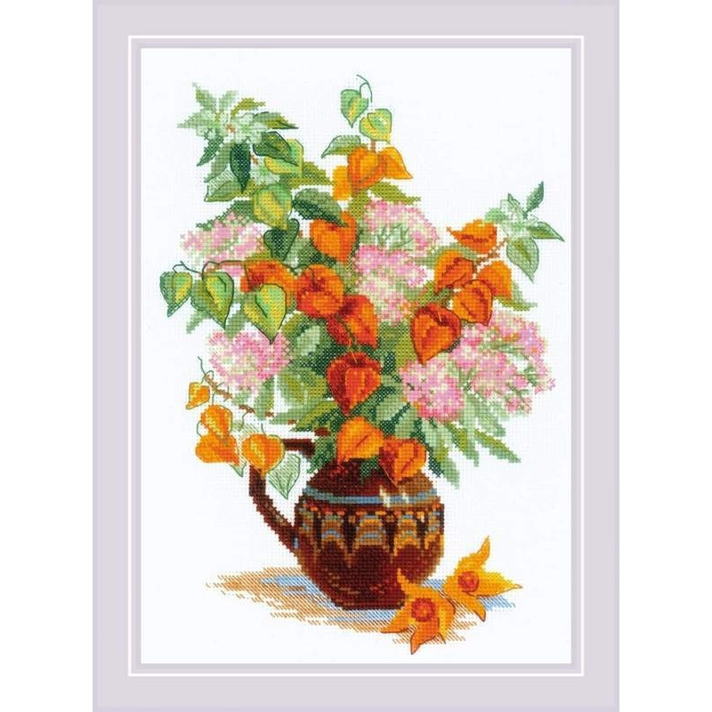 Borduurpakket Boeket met lampionplant Borduurpakket Boeket met lampionplant
