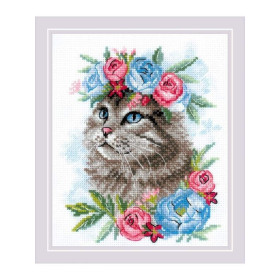 Riolis Embroidery kit Cat in Flowers