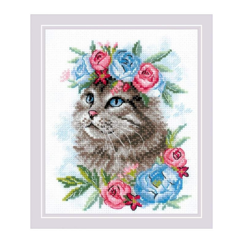 Stickset Katze in Blumen Stickset Katze in Blumen