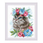 Borduurpakket Kat in bloemen