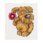Kit de broderie Chien avec une fleur Kit de broderie Chien avec une fleur