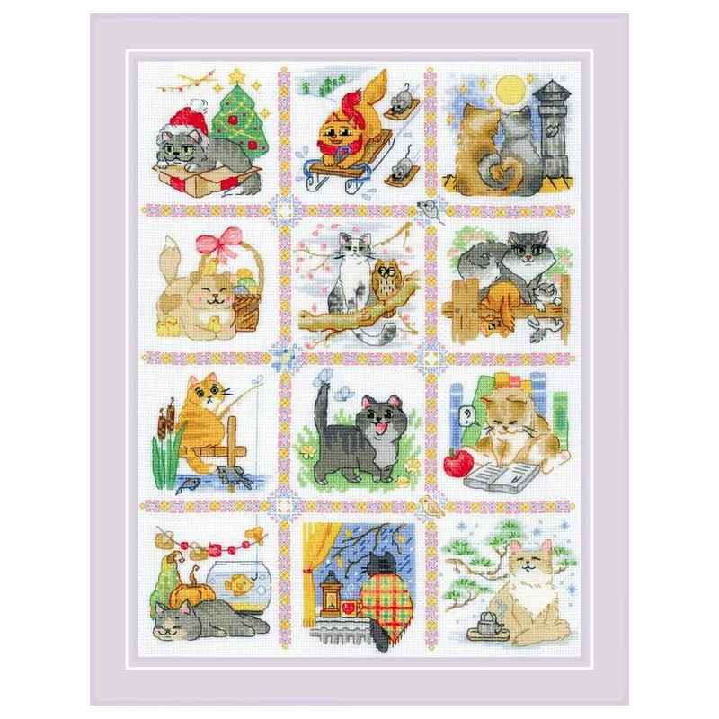 Borduurpakket Kat kalender Borduurpakket Kat kalender