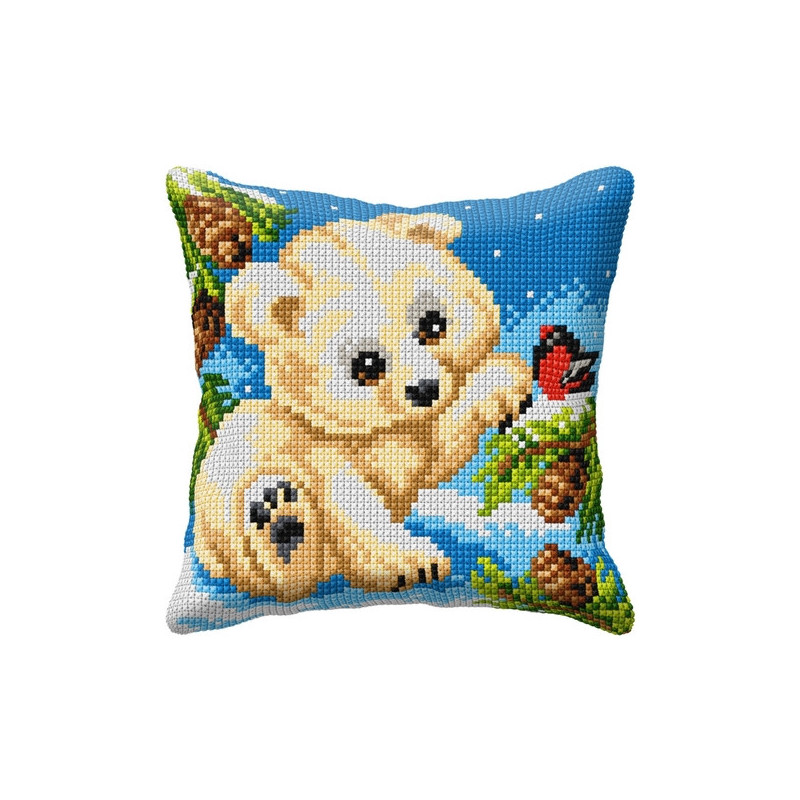 Kit coussin au point croix Petit ours Kit coussin au point croix Petit ours