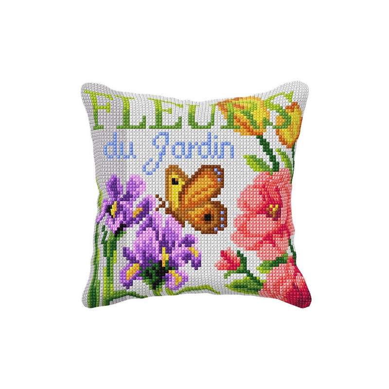 Cross stitch cushion kit Garden flowers Cross stitch cushion kit Garden flowers
