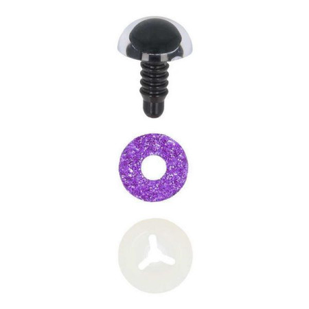 Dierenoog 12 mm paars glitter