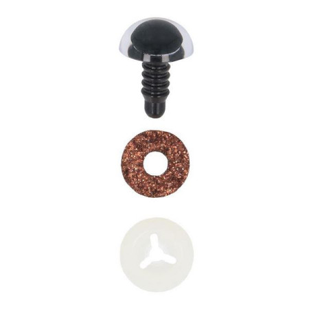 Animal eye 8 mm brown glitter