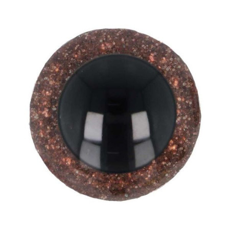 Dierenoog 18 mm bruin glitter