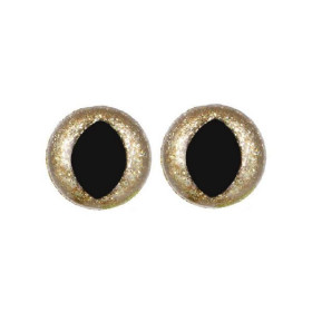 Kattenoog 12 mm licht goud glitter