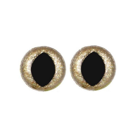 Kattenoog 12 mm licht goud glitter