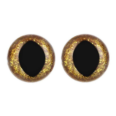 Oeil de chat amigurumi 12 mm or paillettes