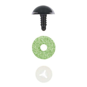 Cat eye 15 mm green glitter