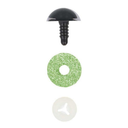 Cat eye 15 mm green glitter