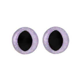 Kattenoog 15 mm paars glitter