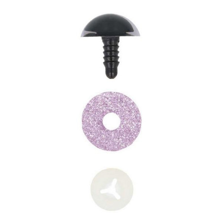 Kattenoog 15 mm paars glitter