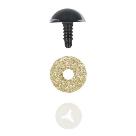 Kattenoog 18 mm goud glitter