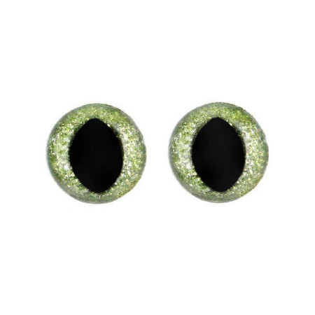 Kattenoog 18 mm groen glitter