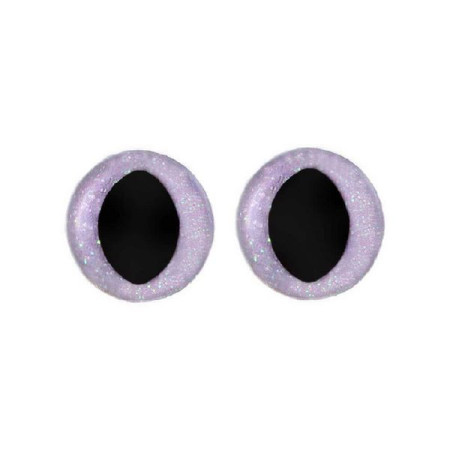Oeil de chat amigurumi 18 mm mauves paillettes