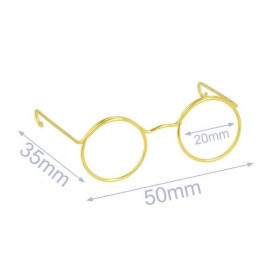 Bril voor knuffel metaal 5 cm goud