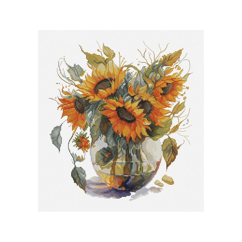 Kit de broderie vase avec des tournesols Kit de broderie vase avec des tournesols
