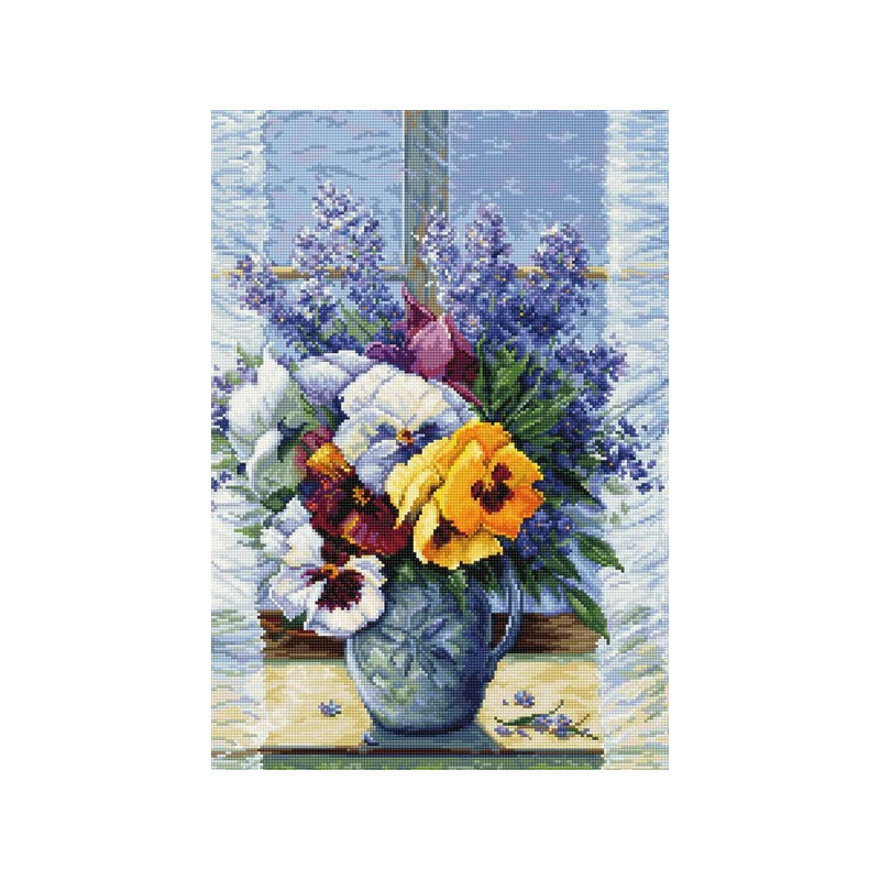 Stickset Blumenstrauß mit Stiefmütterchen