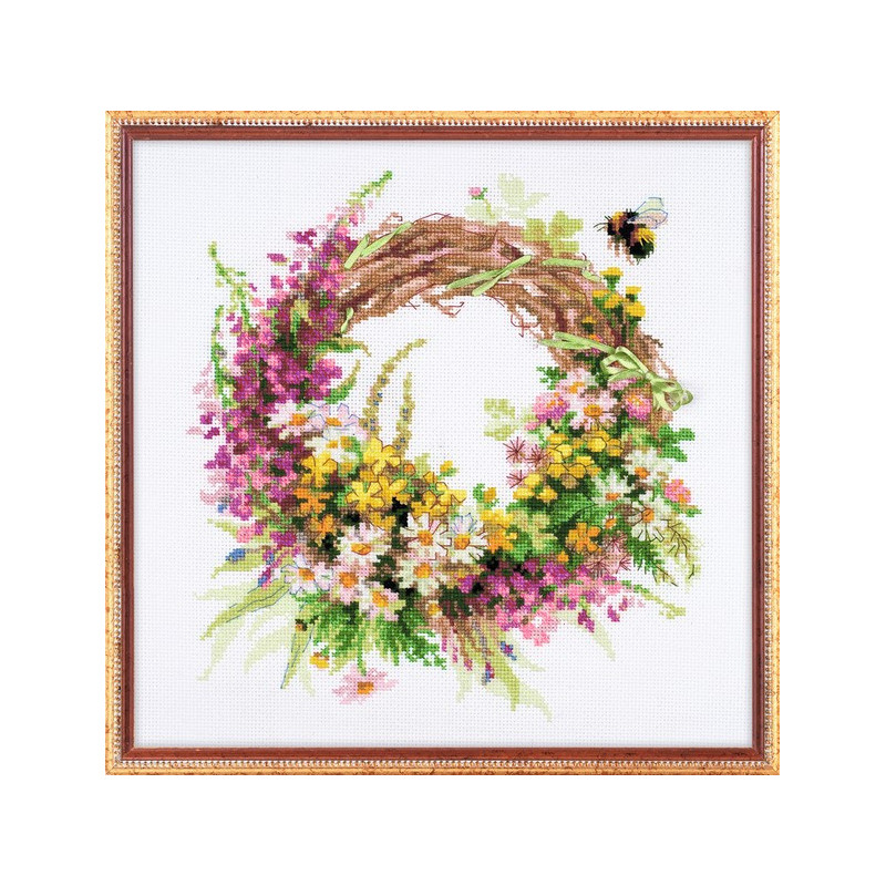 Borduurpakket Krans met wilgenroosje Borduurpakket Krans met wilgenroosje