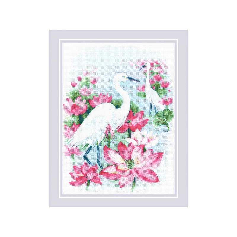 Embroidery kit Lotus Field. Herons Embroidery kit Lotus Field. Herons
