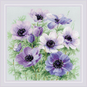 Riolis Stickset Lila Anemonen