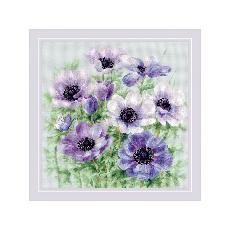 Kit de broderie Anémones violettes Kit de broderie Anémones violettes
