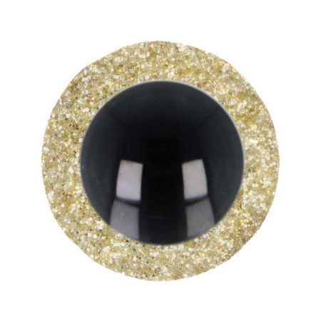 Dierenoog 15 mm goud glitter voor amigurumi en knuffels