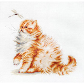 Luca-S Embroidery kit Kitten with a Dragonfly