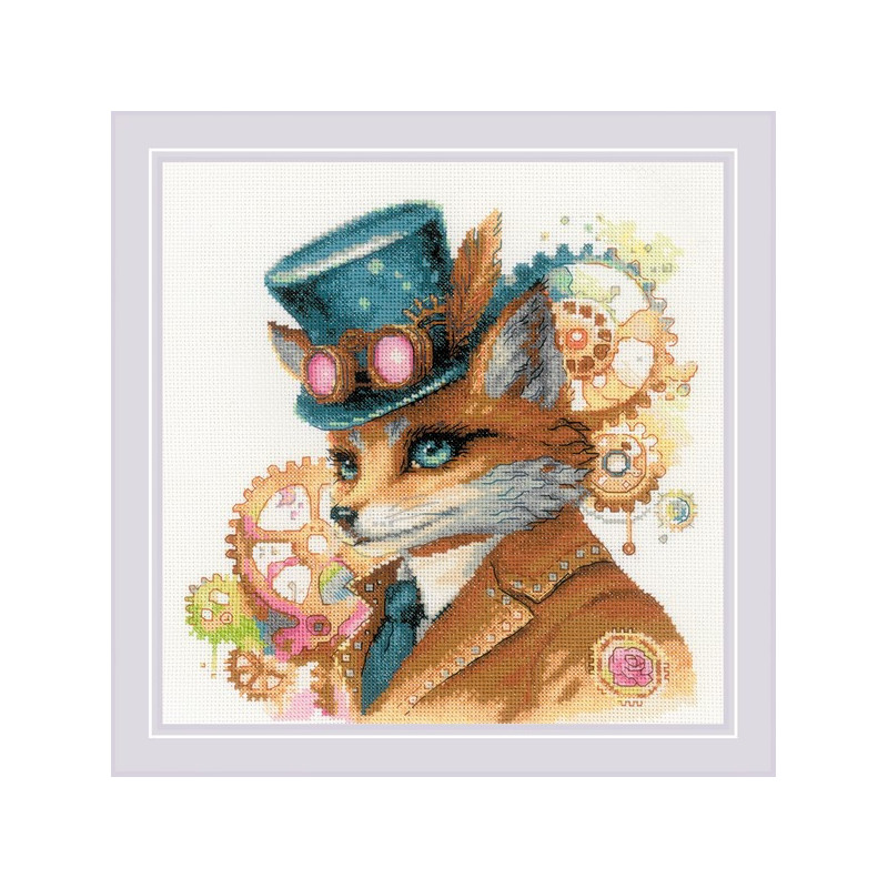 Embroidery kit Steampunk Fox Embroidery kit Steampunk Fox