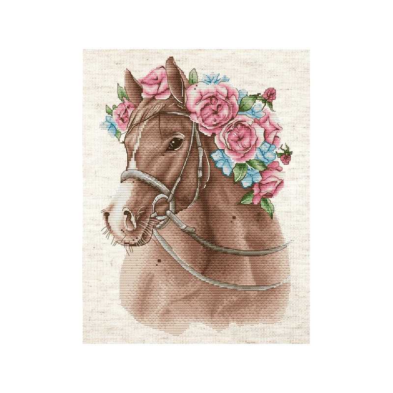 Borduurpakket Paard in bloemen Borduurpakket Paard in bloemen