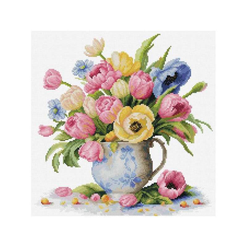 Borduurpakket Tulpenboeket Borduurpakket Tulpenboeket