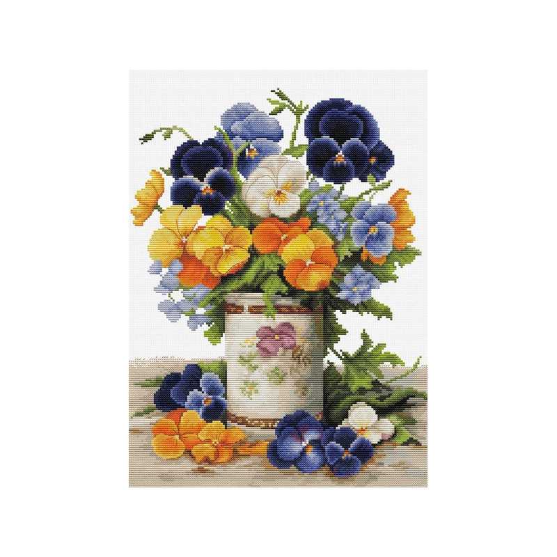 Kit de broderie Bouquet de pensées Kit de broderie Bouquet de pensées