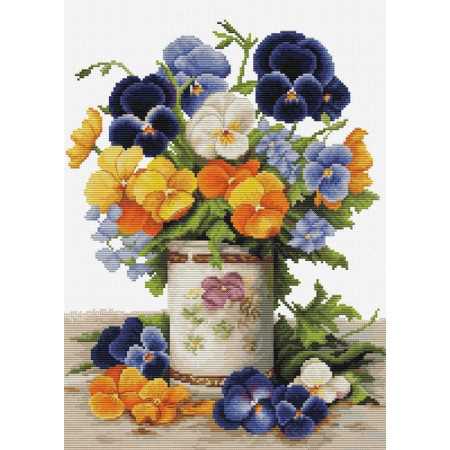 Embroidery kit Pansies Bouquet