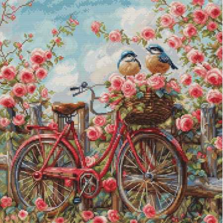 Luca-S Kit de broderie Vélo avec des roses