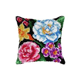 Latch hook cushion kit flowers 4228