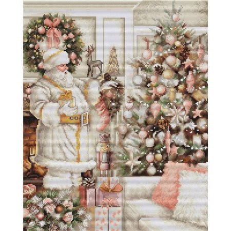 Kit de broderie Père Noël blanc avec sapin de Noël