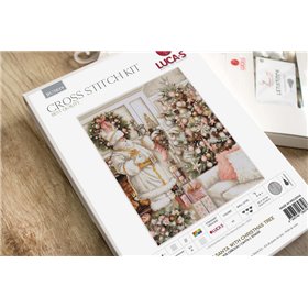 Borduurpakket Witte Kerstman met kerstboom